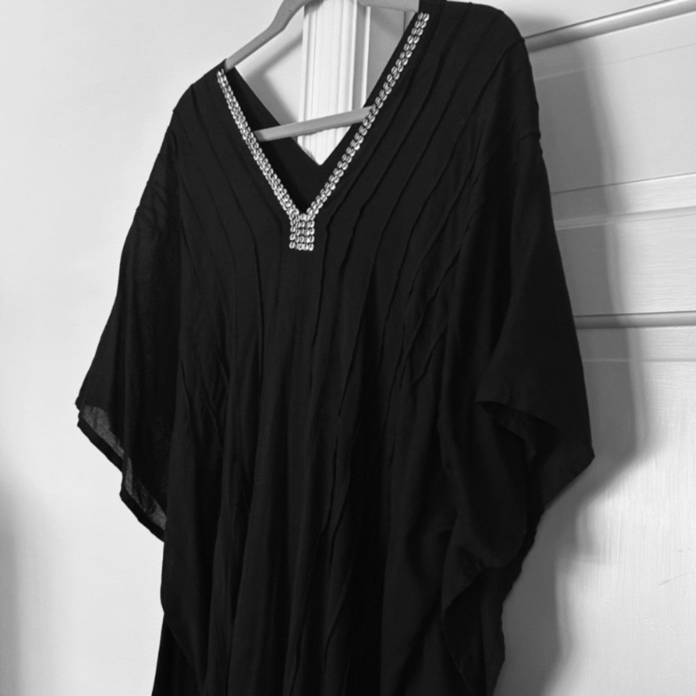 Swim Coverup V-Neck Embellishments Coverup Dress Black Coco Kai NEW - Picture 3 of 15
